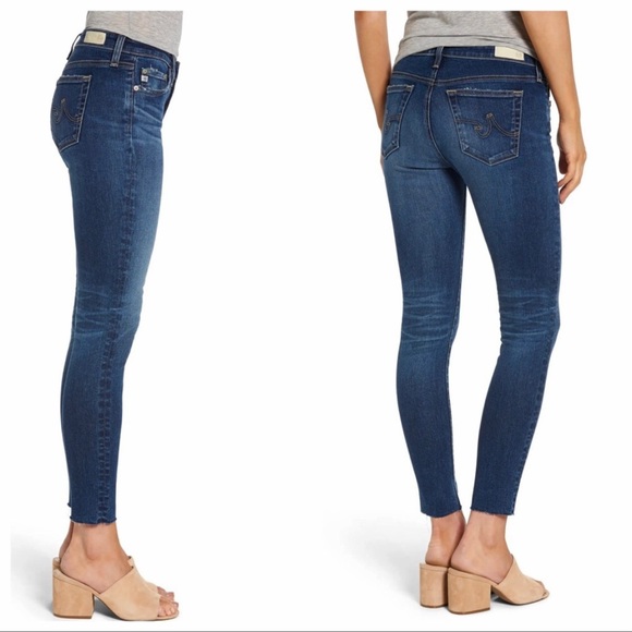 AG Adriano Goldschmied The Legging Super Skinny Raw Hem Blue Jeans Size 27 - Picture 2 of 10